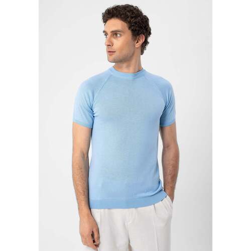 Kleidung Herren T-Shirts Antioch Mock Turtleneck Knitwear T-Shirt Blau
