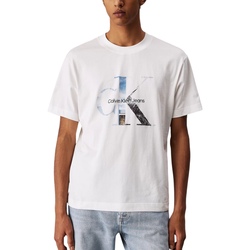 Kleidung Herren Langärmelige Polohemden Calvin Klein Jeans PHOTO MONOGRAM TEE J30J327483 Weiss