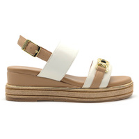 Schuhe Damen Sandalen / Sandaletten Donna Serena sandalo in pelle con zeppa Weiss