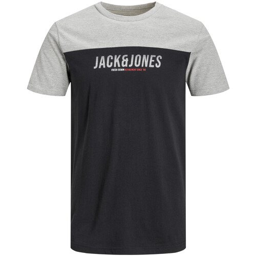 Kleidung Herren T-Shirts Jack & Jones T-Shirt Dan Blocking Kurzarmshirt Schwarz