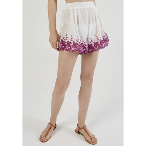 Kleidung Damen Shorts / Bermudas Just Like You Weiße Shorts mit Stickerei Weiss