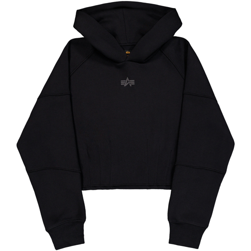 Kleidung Damen Pullover Alpha Industries Waisted Hoodie Women - black Schwarz