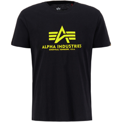 Kleidung Herren T-Shirts Alpha Industries Basic T-Shirt Neon Print - black/neon yellow Multicolor