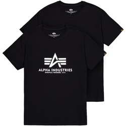 Kleidung Herren T-Shirts Alpha Industries Basic T-Shirt 2 Pack - black Schwarz