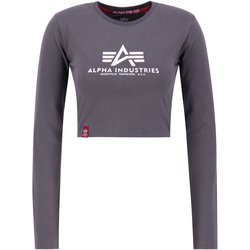 Kleidung Damen Sweatshirts Alpha Industries Basic Cropped LS Women - vintage grey Grau