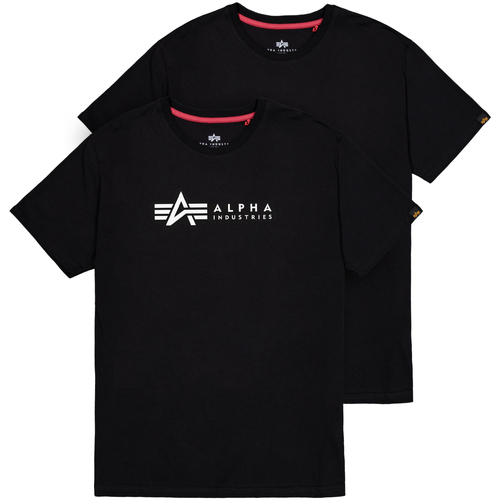 Kleidung Herren T-Shirts & Poloshirts Alpha Industries Alpha Label T-Shirt 2 Pack - black Schwarz