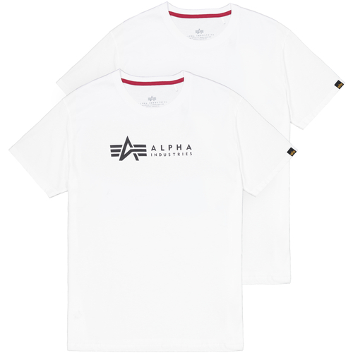 Kleidung Herren T-Shirts & Poloshirts Alpha Industries Alpha Label T-Shirt 2 Pack - white Weiss
