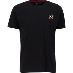 Kleidung Herren T-Shirts & Poloshirts Alpha Industries Camo Logo Puff Print Back Print T - black Schwarz