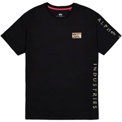 Kleidung Herren T-Shirts Alpha Camo Sleeve T - black Schwarz