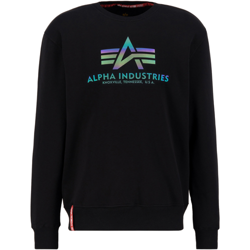 Alpha Basic Sweater Rainbow Refl. Print - black Schwarz