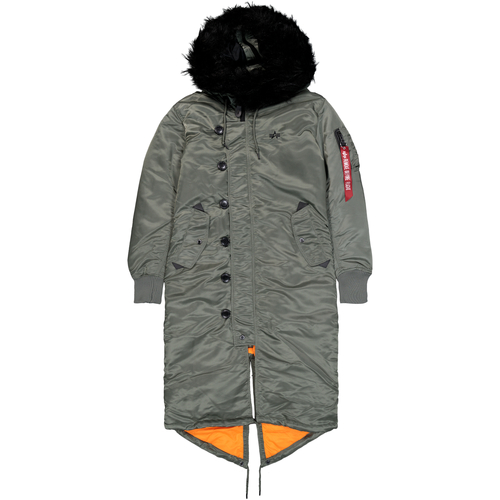 Kleidung Damen Parkas Alpha Long Fishtail Women - vintage green Grün