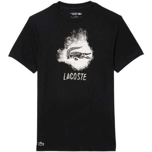 Kleidung Herren T-Shirts & Poloshirts Lacoste Ultra Dry Graphic Sport T-Shirt Black Schwarz