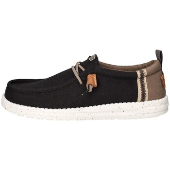 Schuhe Herren Sneaker Low HEYDUDE Wally Craft Linen Turnschuhe Mann Schwarz