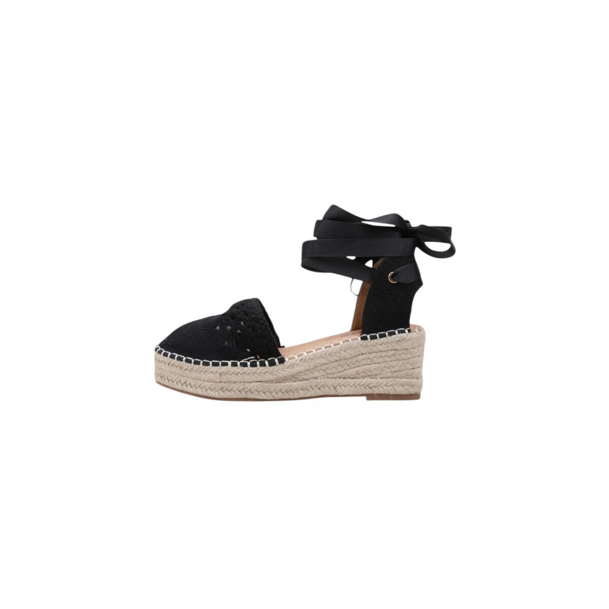 Schuhe Damen Leinen-Pantoletten mit gefloch Limma CANELLE Schwarz