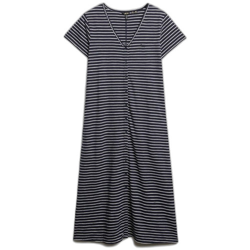 Kleidung Damen Kleider Superdry Robe femme  Button Thru Jersey Midi Blau