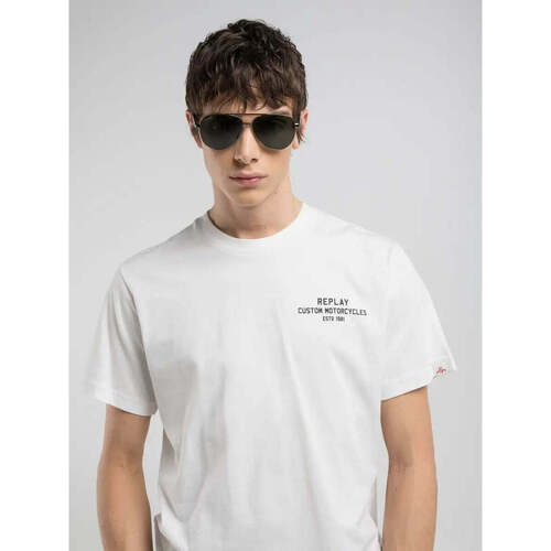 Kleidung Herren Langarmshirts Replay  Weiss