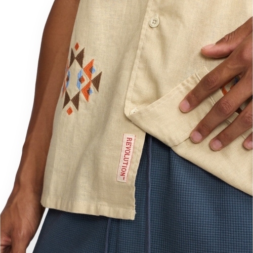 Rvlt Revolution RVLT Cuban Shirt - Offwhite Beige