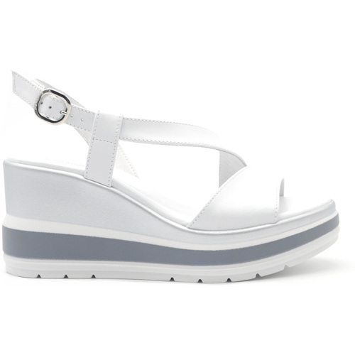Schuhe Damen Sandalen / Sandaletten NeroGiardini sandalo in pelle con zeppa Weiss