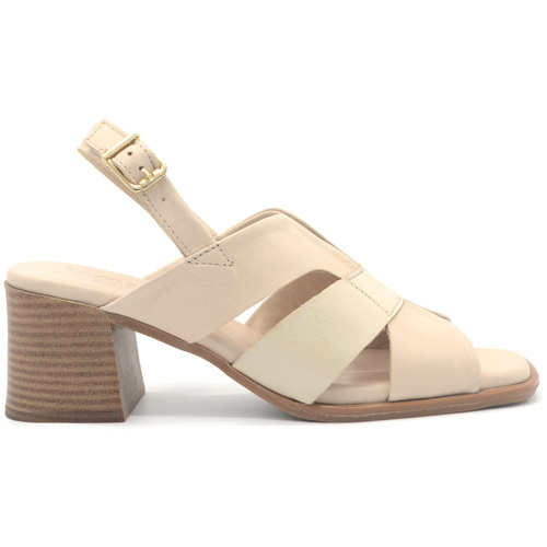 Schuhe Damen Sandalen / Sandaletten Melluso Walk sandalo in nappa con tacco Beige