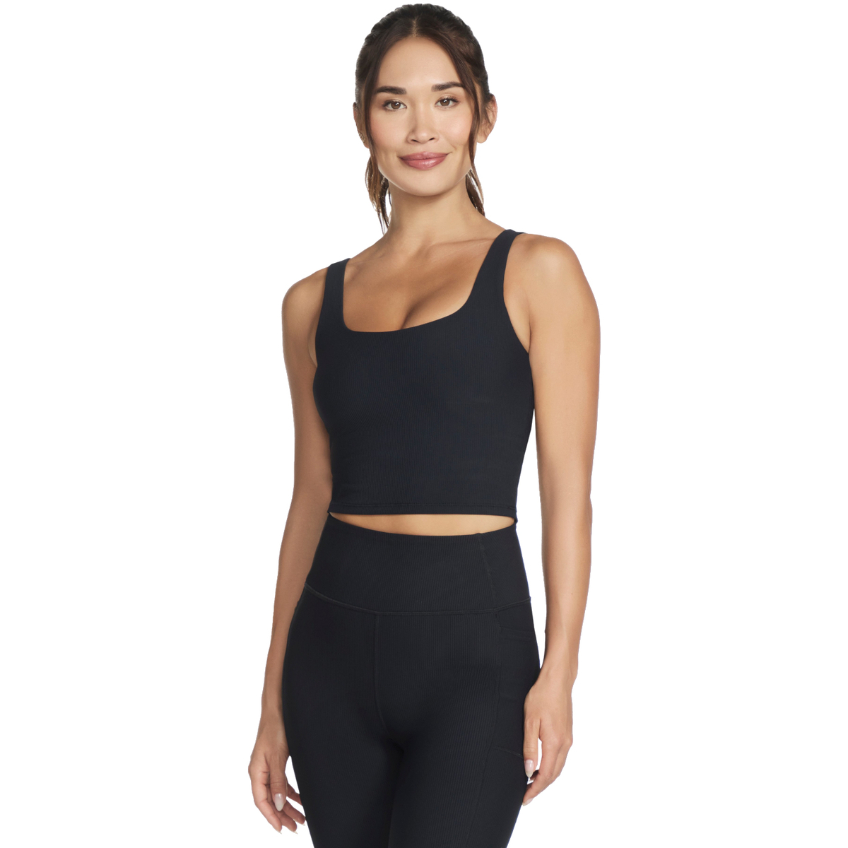 Kleidung Damen Sport BHs Skechers Go Flex Rib Longline Bra Schwarz