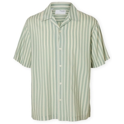 Kleidung Herren Langärmelige Hemden Selected Relaxair Mix Shirt - Iceberg Green/Stripes Grün