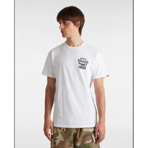 Kleidung Herren T-Shirts & Poloshirts Vans VN000M5E WARPED WORLD-WHT1 WHITE Weiss