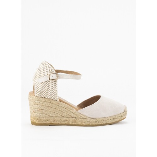 Schuhe Damen Leinen-Pantoletten mit gefloch Gaimo 37833 Beige