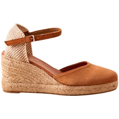 Schuhe Damen Leinen-Pantoletten mit gefloch Keslem 40641 Beige