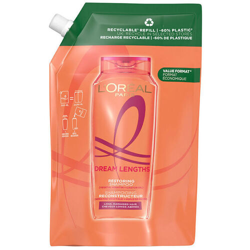Beauty Damen Shampoo L'oréal Elvive Dream Long Aufbaushampoo Nachfüllpackung Ökopack 