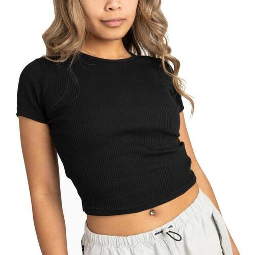 Kleidung Damen T-Shirts & Poloshirts Converse WOMENS  RIBBED SLIM Schwarz