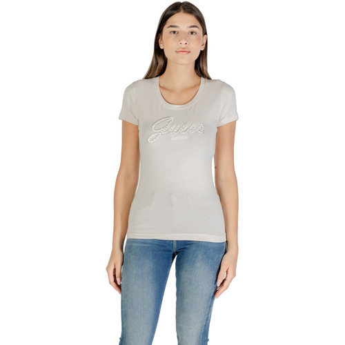 Guess CN SS EMBRO SCRIPT LOGO TEE W5YI46 J1314 Beige