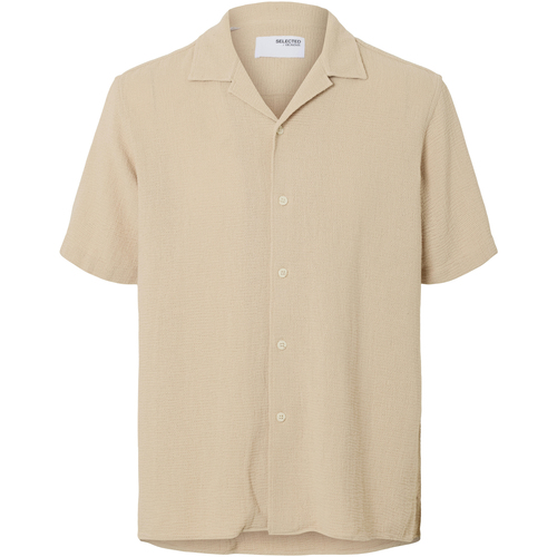 Kleidung Herren Kurzärmelige Hemden Selected Sal Relax Fit Overhemd Oatmeal Beige