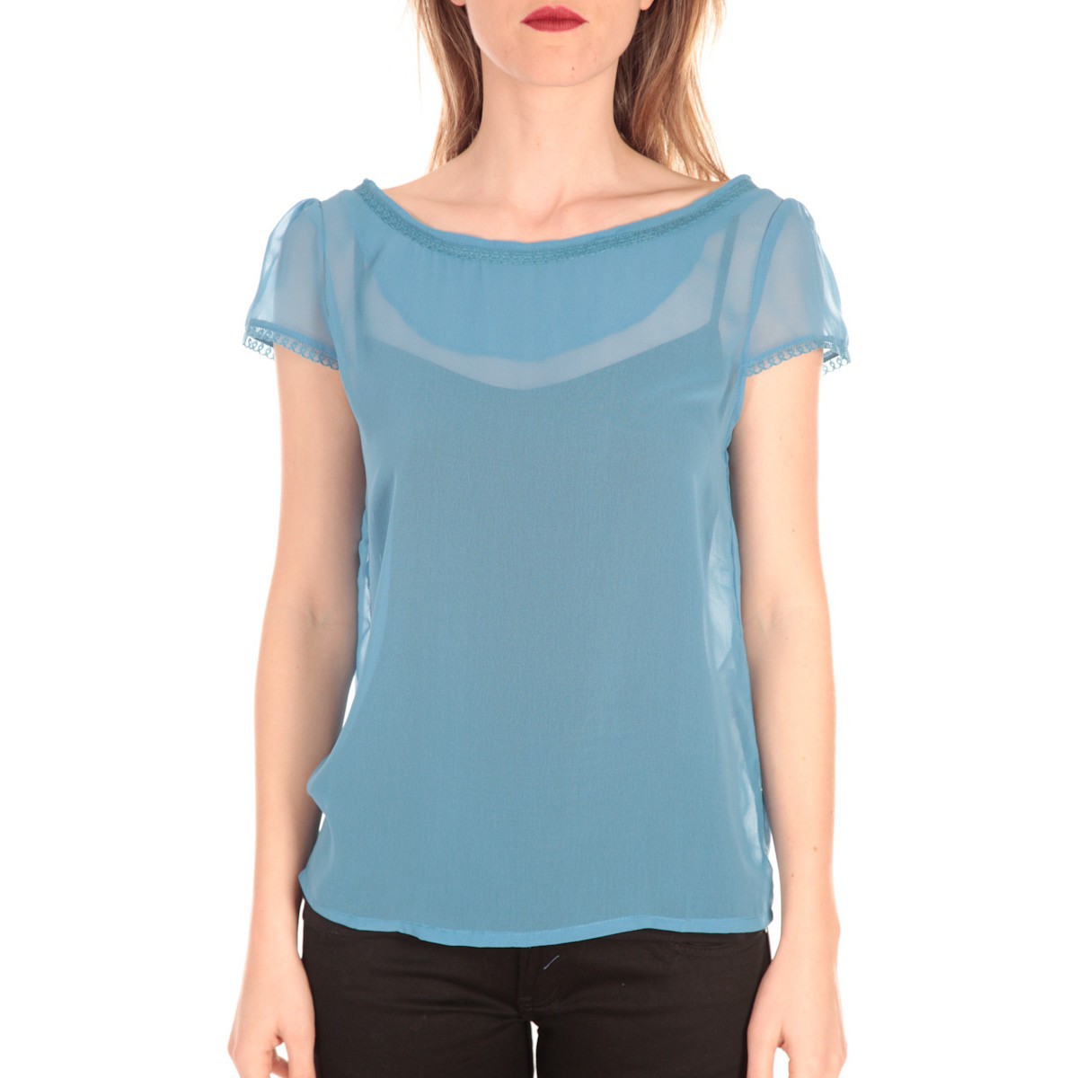 Kleidung Damen T-Shirts Aggabarti t-shirt voile121072 bleu Blau
