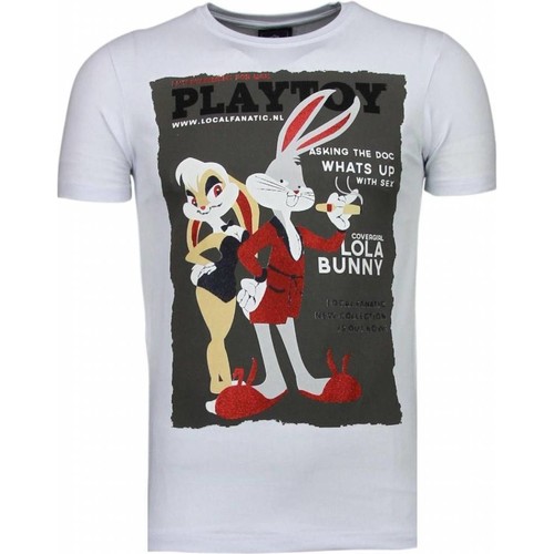 Kleidung Herren T-Shirts Local Fanatic Playtoy Bunny Strass Weiss
