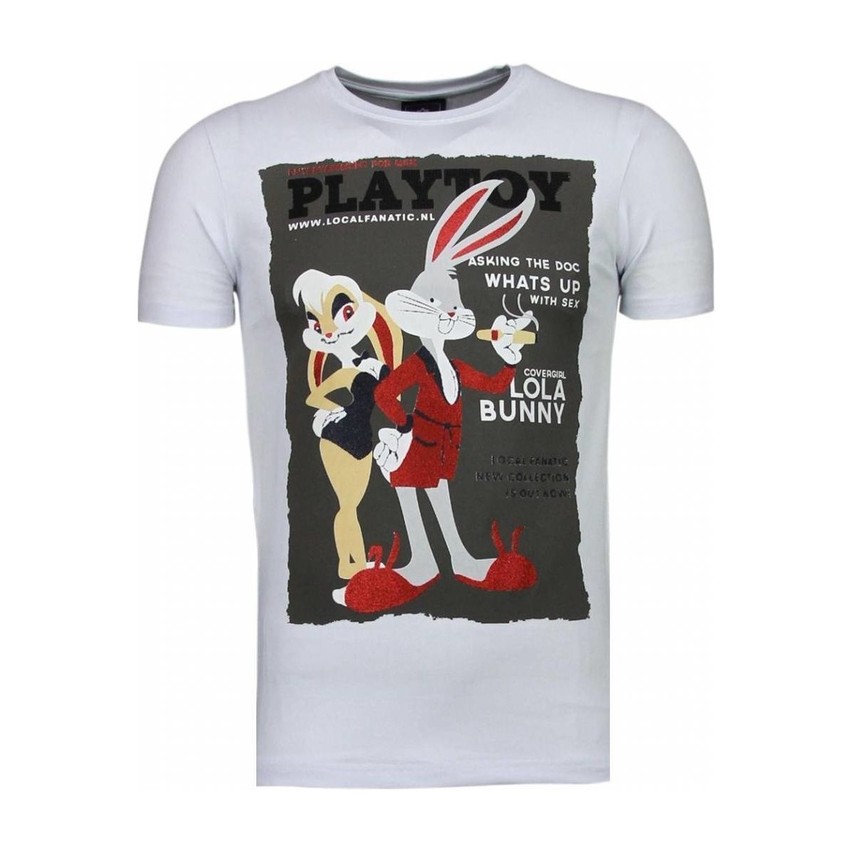 Kleidung Herren T-Shirts Local Fanatic Playtoy Bunny Strass Weiss