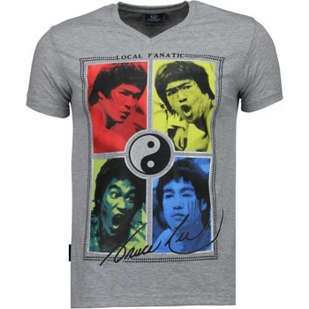 Kleidung Herren T-Shirts Local Fanatic Bruce Lee Ying Yang Grau