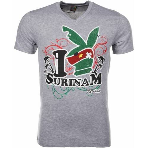 Kleidung Herren T-Shirts Local Fanatic I Love Suriname Grau