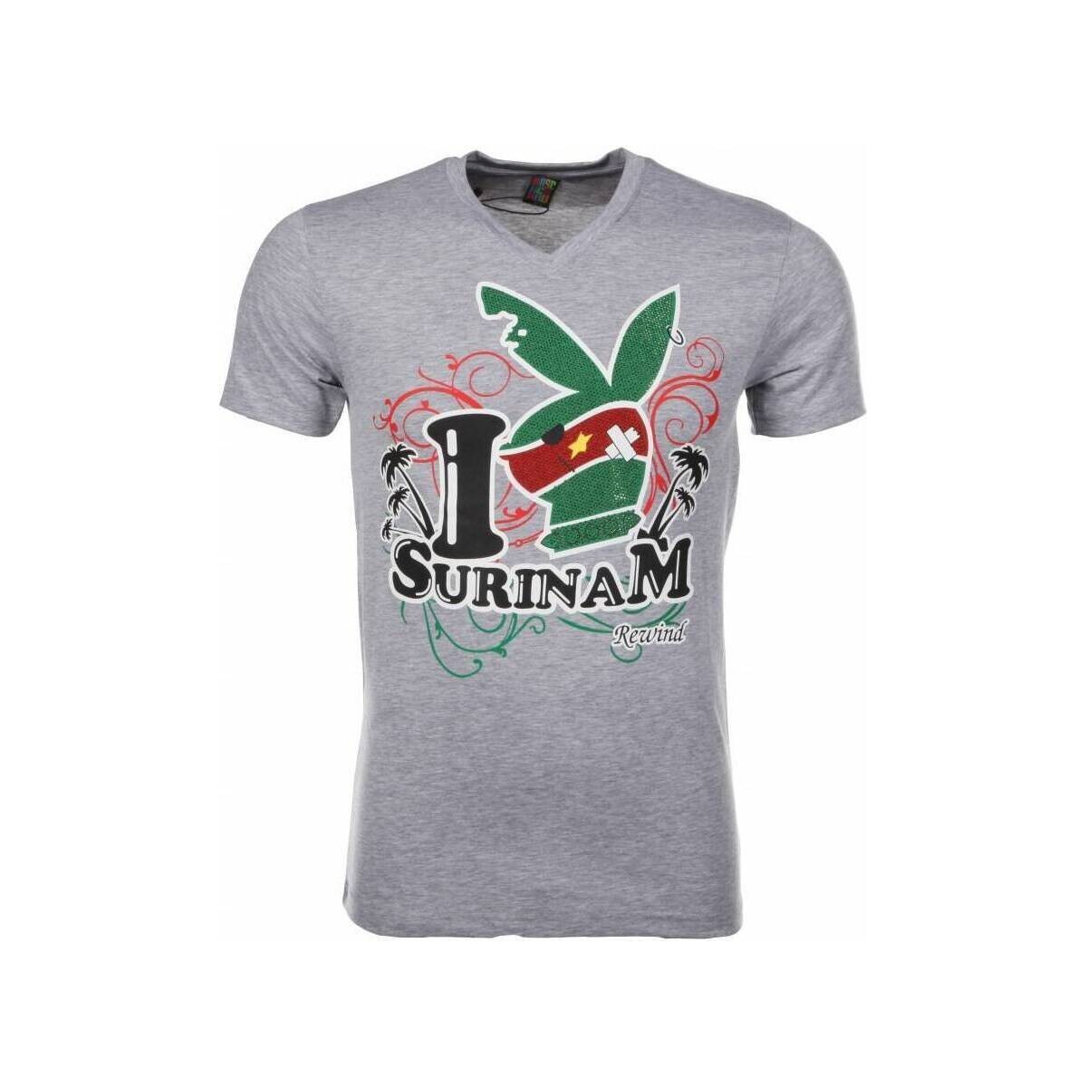 Kleidung Herren T-Shirts Local Fanatic I Love Suriname Grau