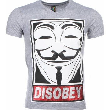 Kleidung Herren T-Shirts Local Fanatic TShirt Anonymous Disobey Print Grau