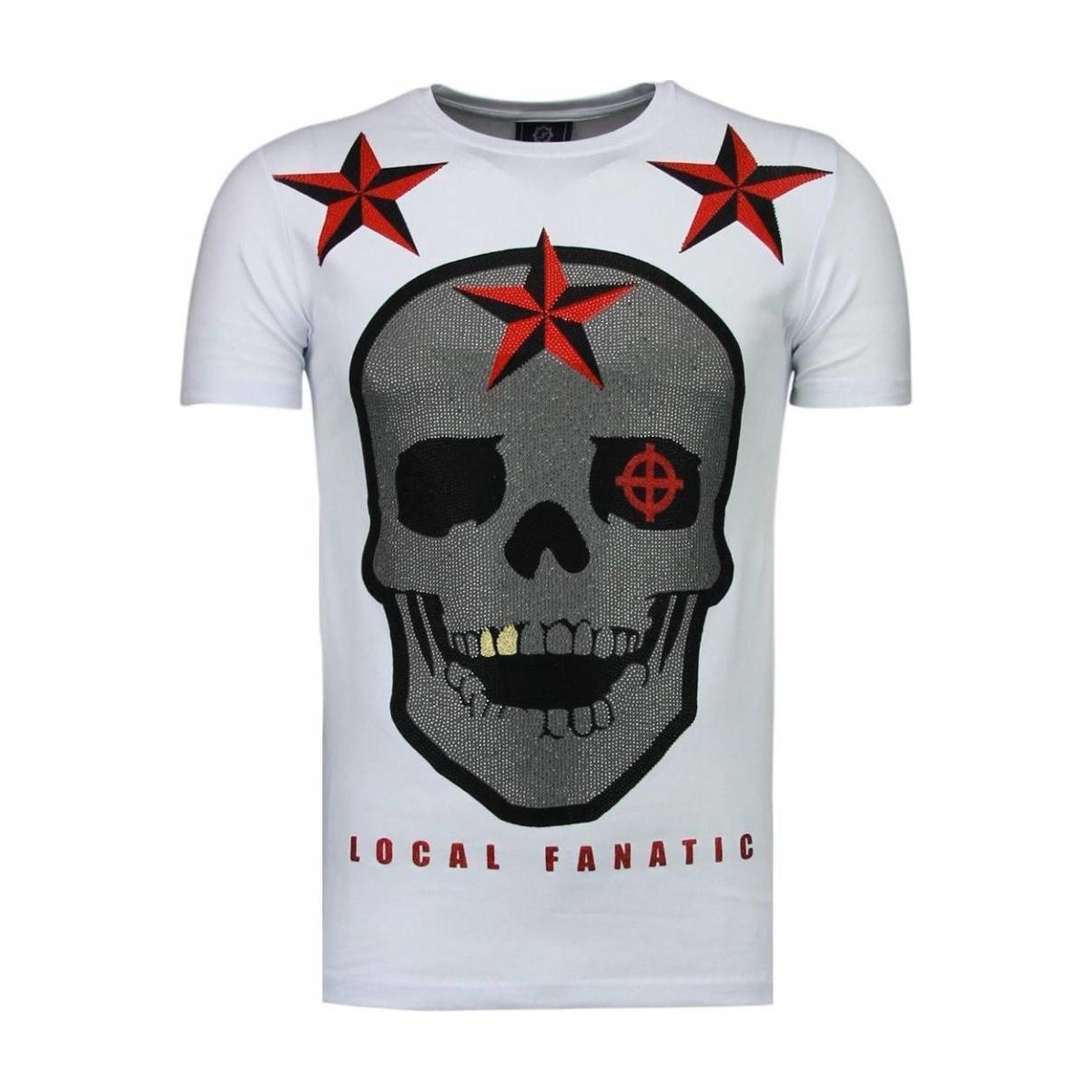 Kleidung Herren T-Shirts Local Fanatic Rough Player Skull Strass Weiss
