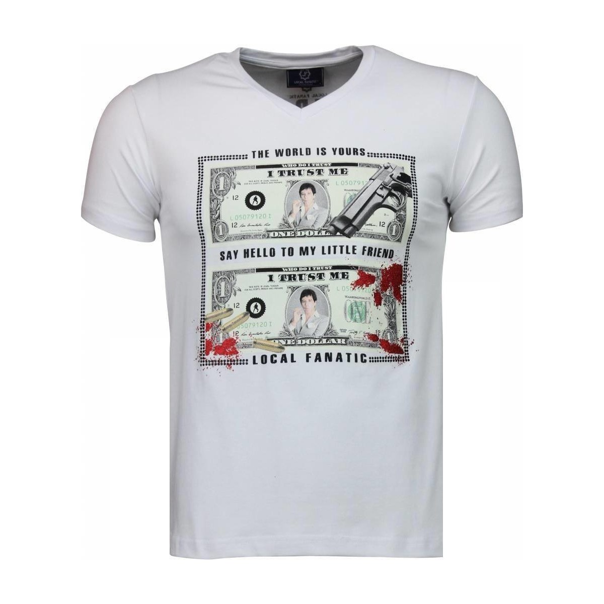Kleidung Herren T-Shirts Local Fanatic Scarface Dollar Weiss
