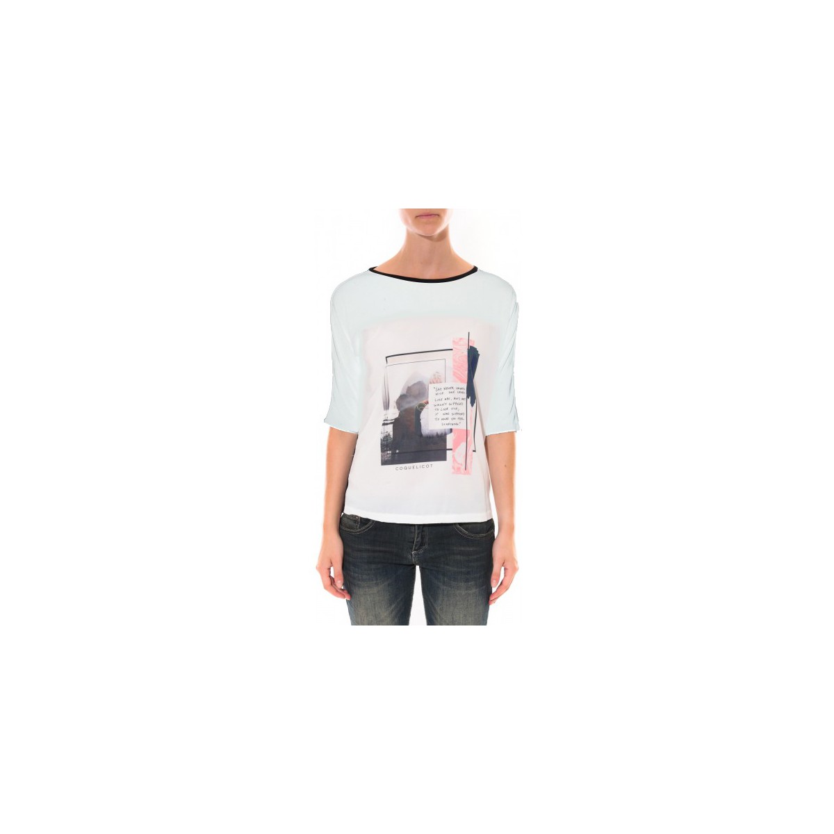 Kleidung Damen T-Shirts Coquelicot Tee shirt   Blanc 16409 Weiss