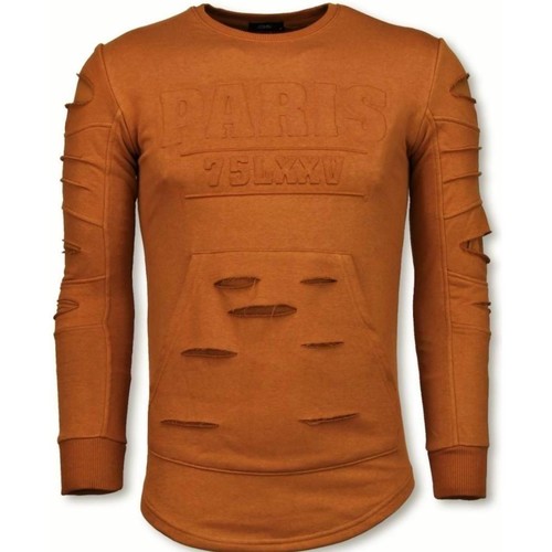 Kleidung Herren Sweatshirts Justing D Stamp PARIS Damaged OrangeBrown Orange
