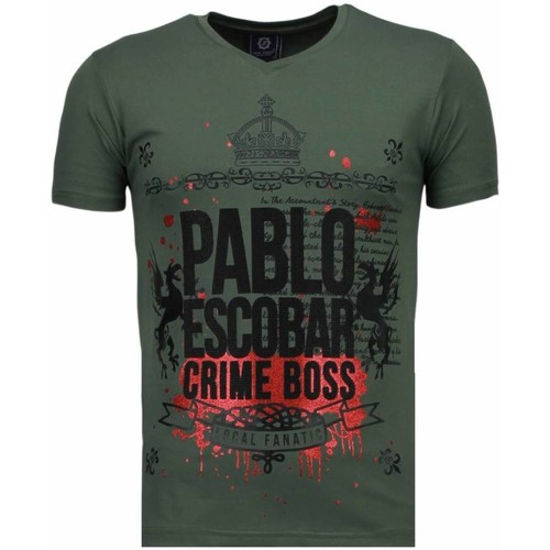 Kleidung Herren T-Shirts Local Fanatic Pablo Escobar Boss Rhinestone Grün