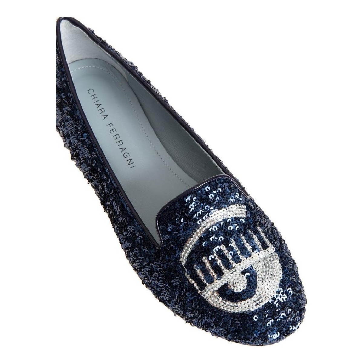 Schuhe Damen Slipper Chiara Ferragni CF1218 PAIETTE BLU Blau