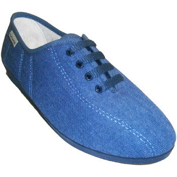Schuhe Damen Hausschuhe Muro   Keilschuh Schnürsenkel  Jeans Blau