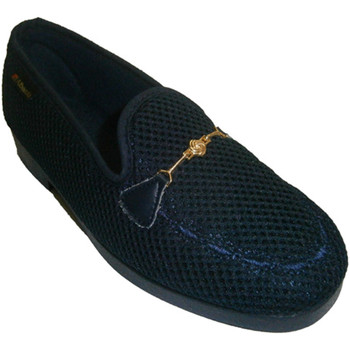 Schuhe Damen Slipper Made In Spain 1940 Hausschuhe geschlossen Ziergitter Kette Blau
