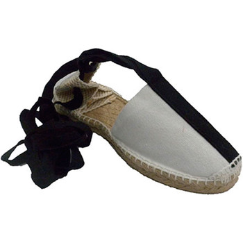 Schuhe Leinen-Pantoletten mit gefloch Made In Spain 1940 Hanf-Sandalen mit Schäfer Art Bänder ode Weiss