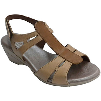 Schuhe Damen Sandalen / Sandaletten Made In Spain 1940 Frau Sandale mit Mittelstreifen in einem Braun
