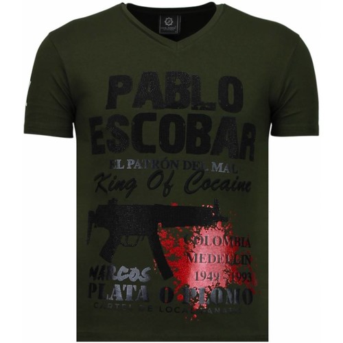 Kleidung Herren T-Shirts Local Fanatic Pablo Escobar Narcos Strass Grün